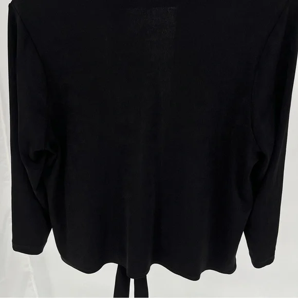 Chico’s Womens NEW Travelers Tie Front Jacket Size XL Black Slinky Knit - Picture 8 of 10